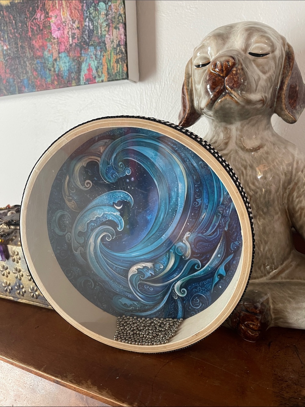 Blue Swirl Decorative Shaker Drum Art